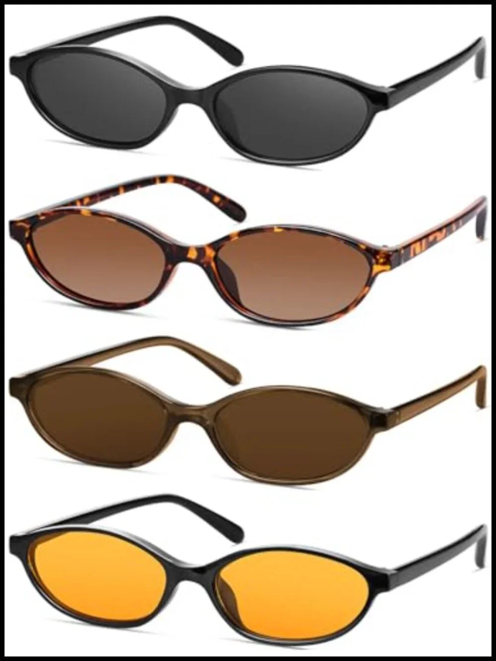 Retro Oval Cat Eye Sunglasses UV Protection Narrow Shades